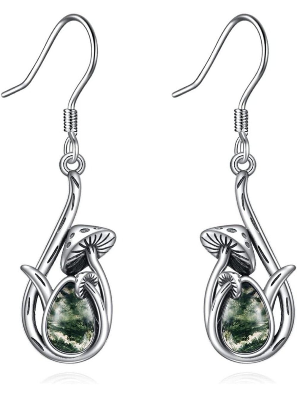 Mushroom Moss Agate Earrings | Sterling Silver Jewelry Gifts for Women